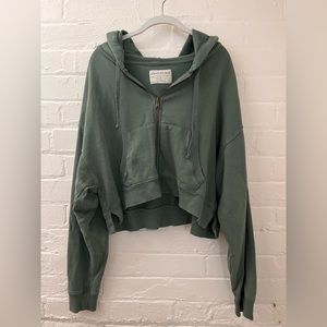Green Aeropostale Cropped Zip-up Hoodie